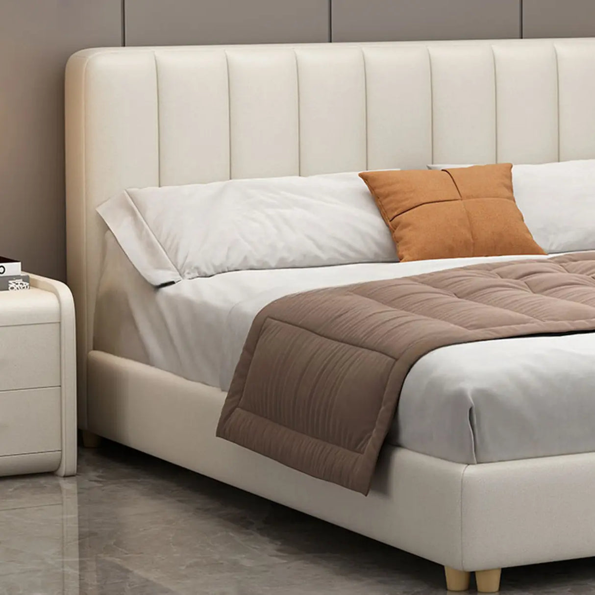 White King Wood Upholstered Storage Bed with Mattress Image - 7