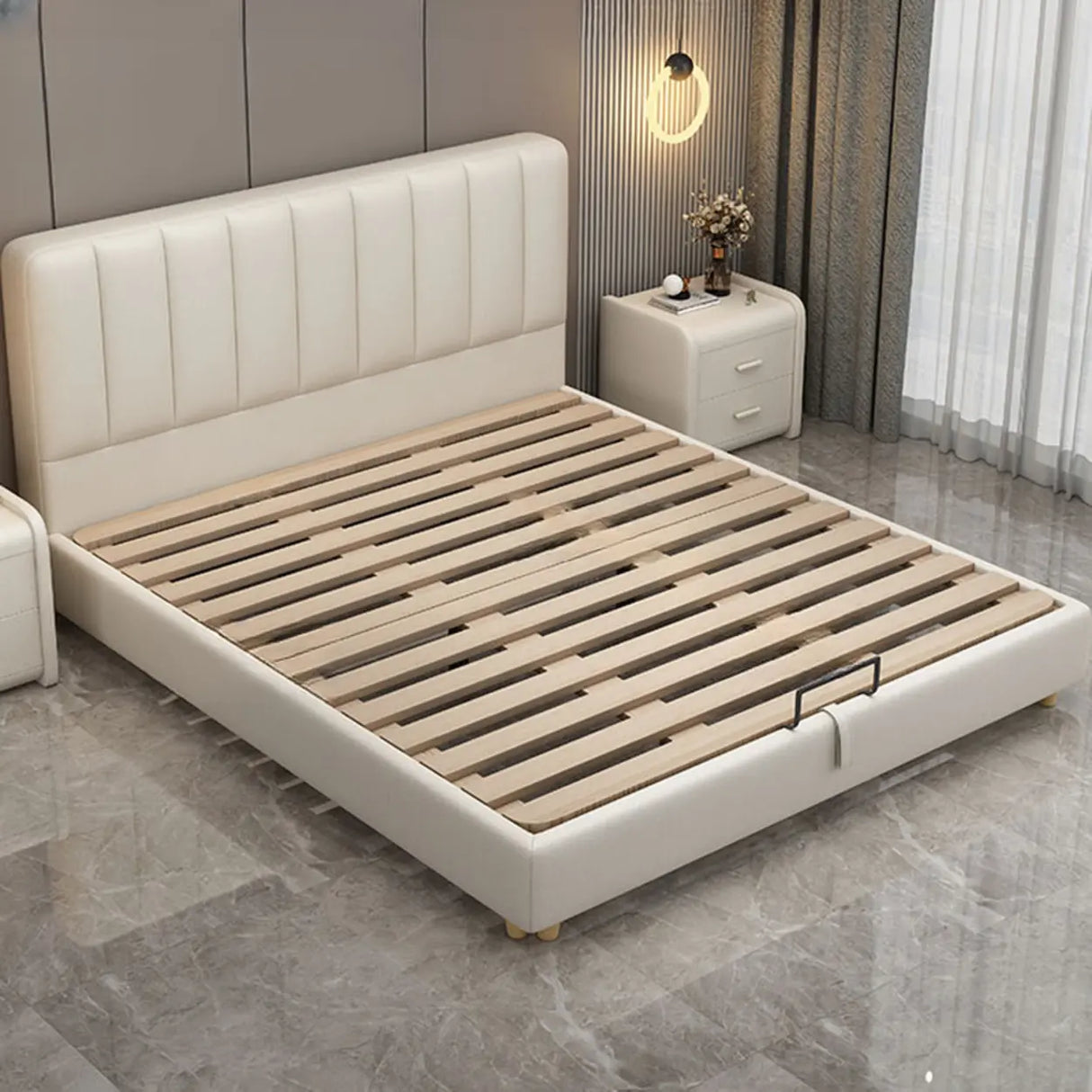 White King Wood Upholstered Storage Bed with Mattress Image - 8