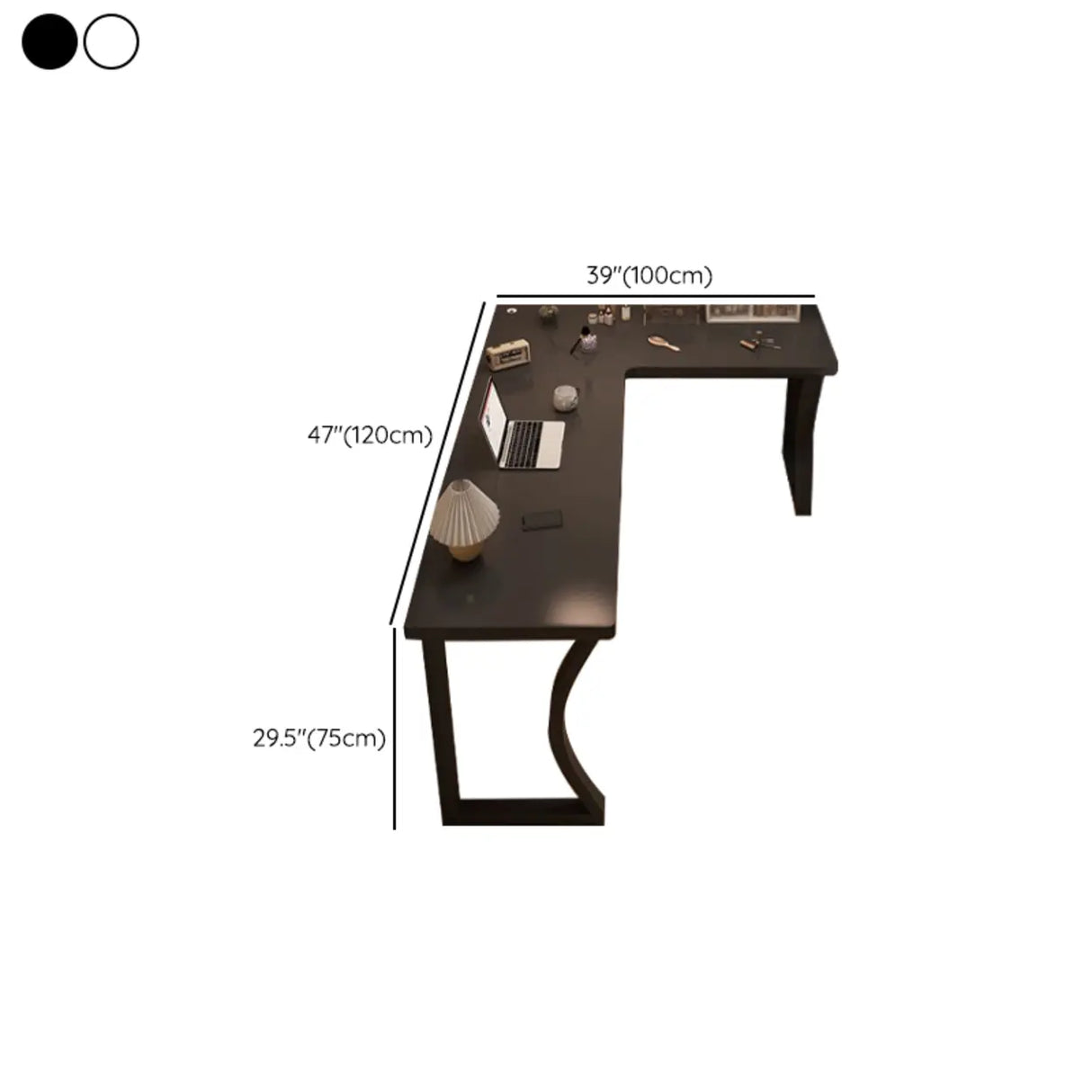 White L-Shape Wooden Writing Desk with Shelves Image - 23