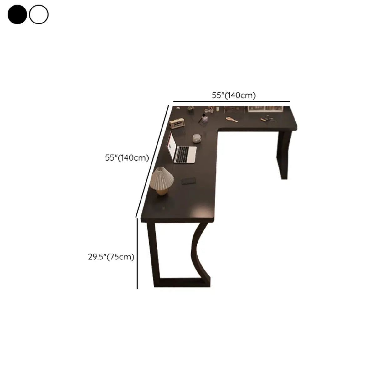White L-Shape Wooden Writing Desk with Shelves Image - 25
