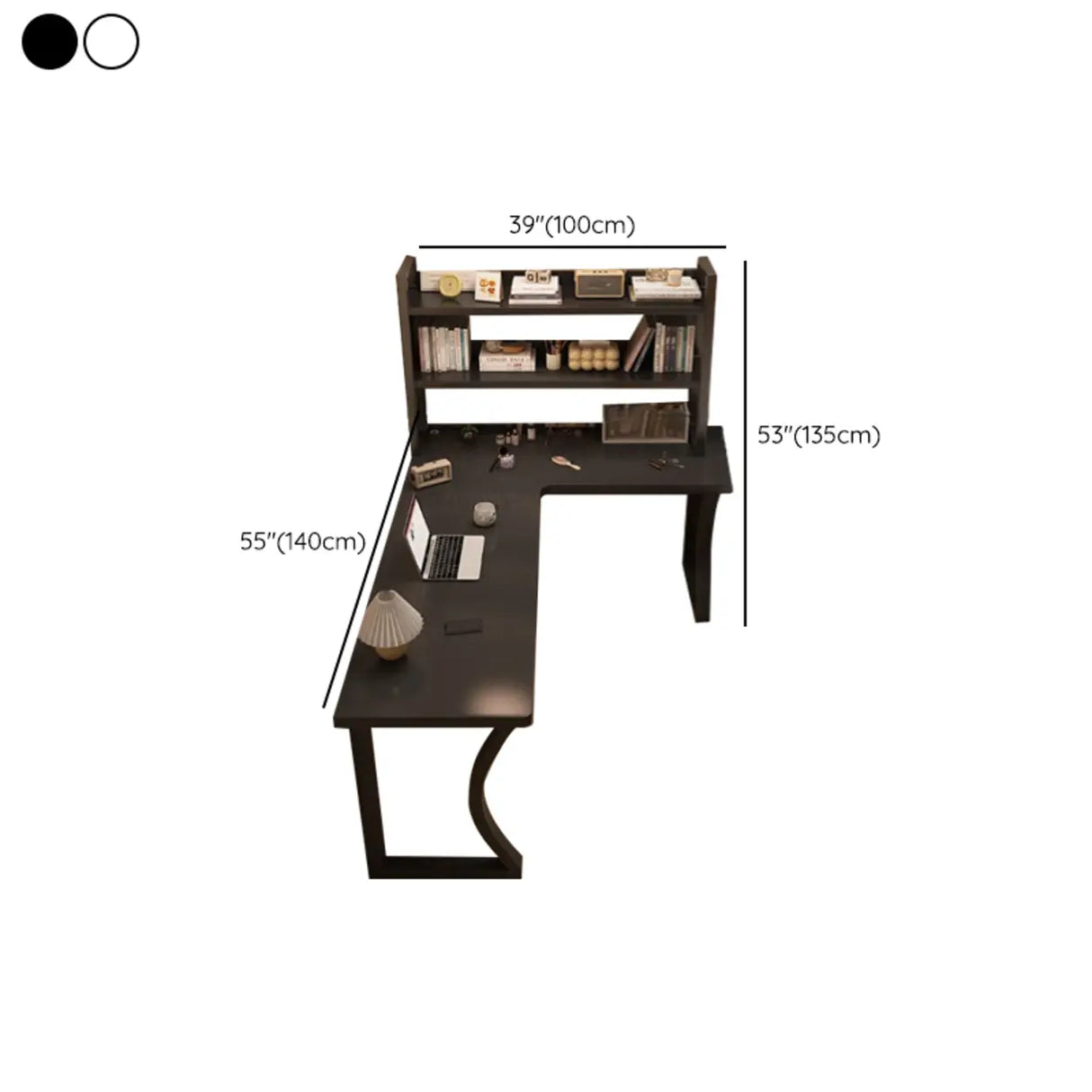 White L-Shape Wooden Writing Desk with Shelves Image - 27