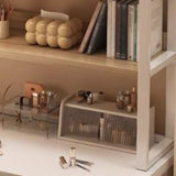 White L-Shape Wooden Writing Desk with Shelves Image - 4