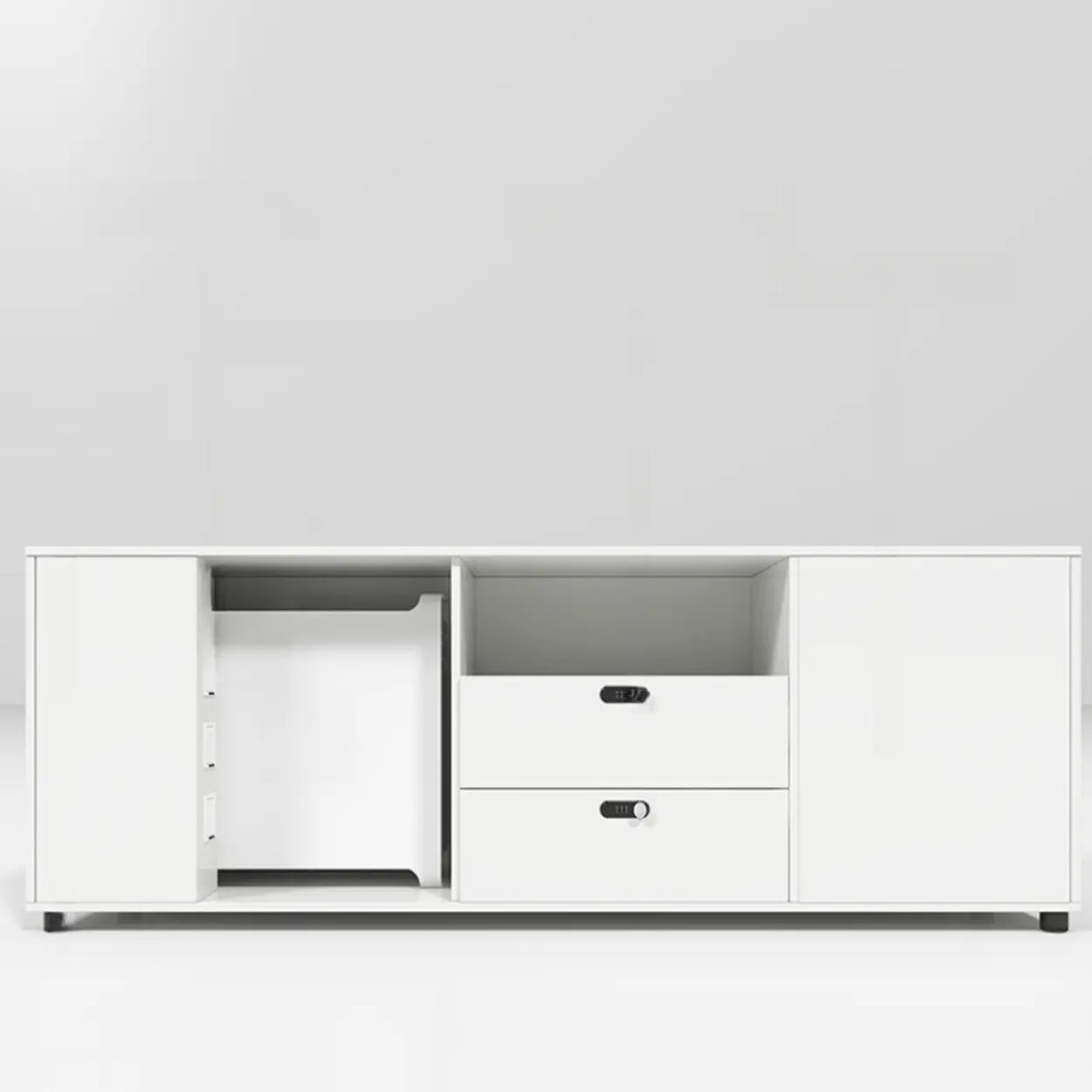 White L-Shaped Long Deep Wooden Executive Desk Image - 2