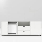 White L-Shaped Long Deep Wooden Executive Desk Image - 2