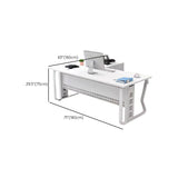 White L-Shaped Long Deep Wooden Executive Desk #size