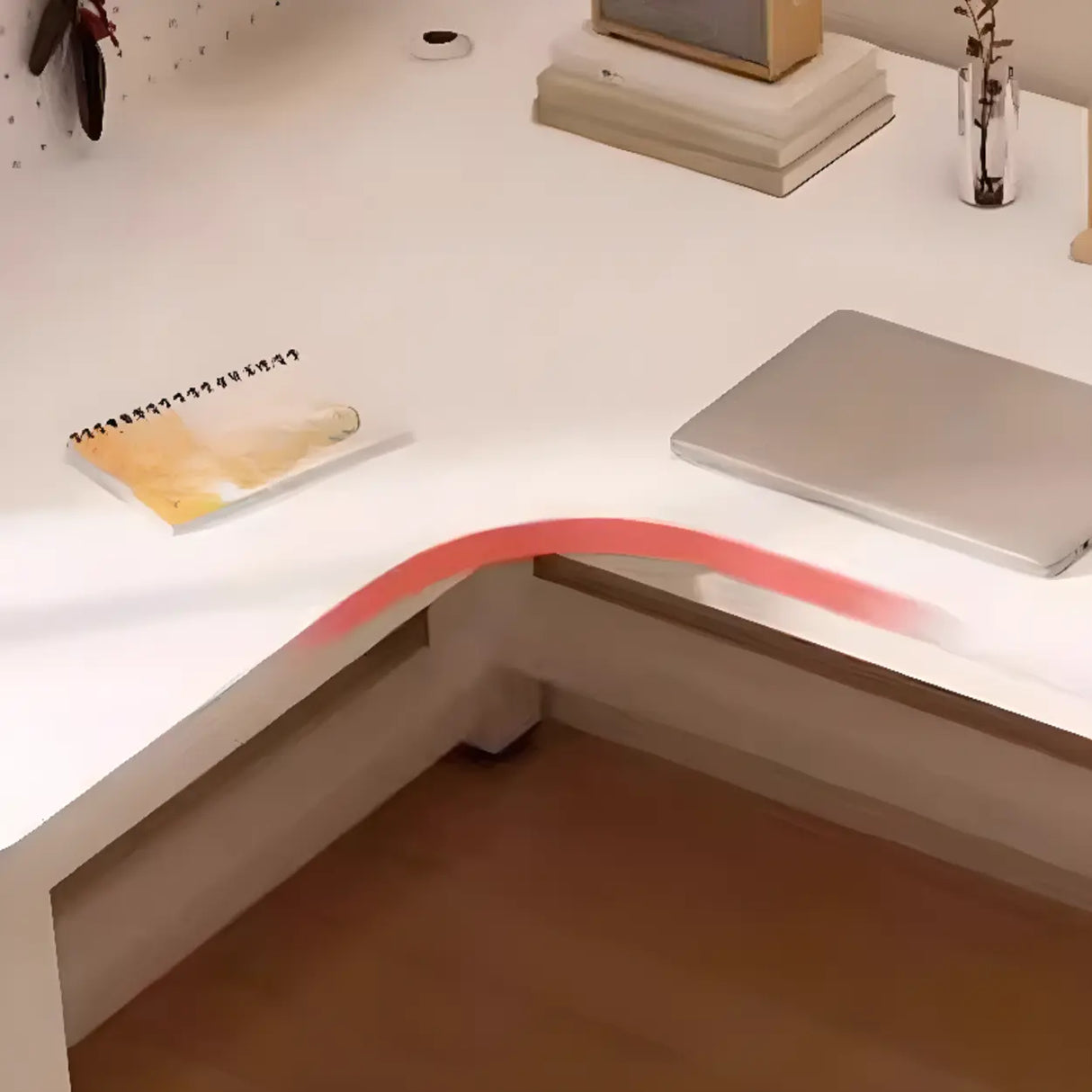 White L-Shaped Wooden Computer Desk with Desk Return Image - 7