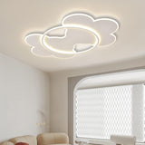 White Large Resin Cloud Circle LED Flush Mount Light Image - 4