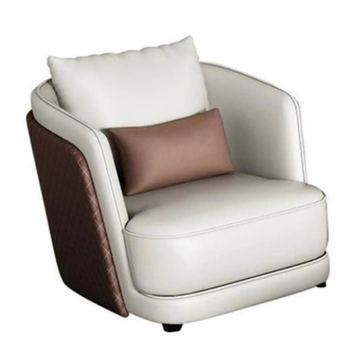 White Leather Lounge Three-Seater Sofa with Arms Image - 10