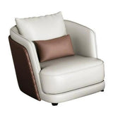 White Leather Lounge Three-Seater Sofa with Arms Image - 10