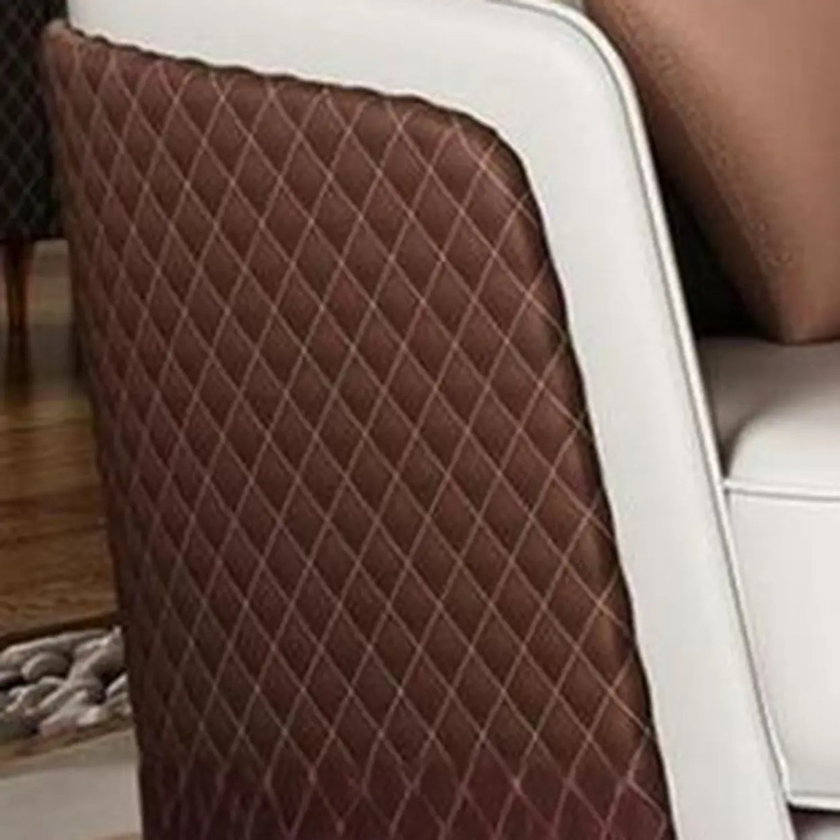 White Leather Lounge Three-Seater Sofa with Arms Image - 11