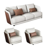 White Leather Lounge Three-Seater Sofa with Arms Image - 15