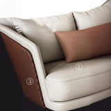 White Leather Lounge Three-Seater Sofa with Arms Image - 16
