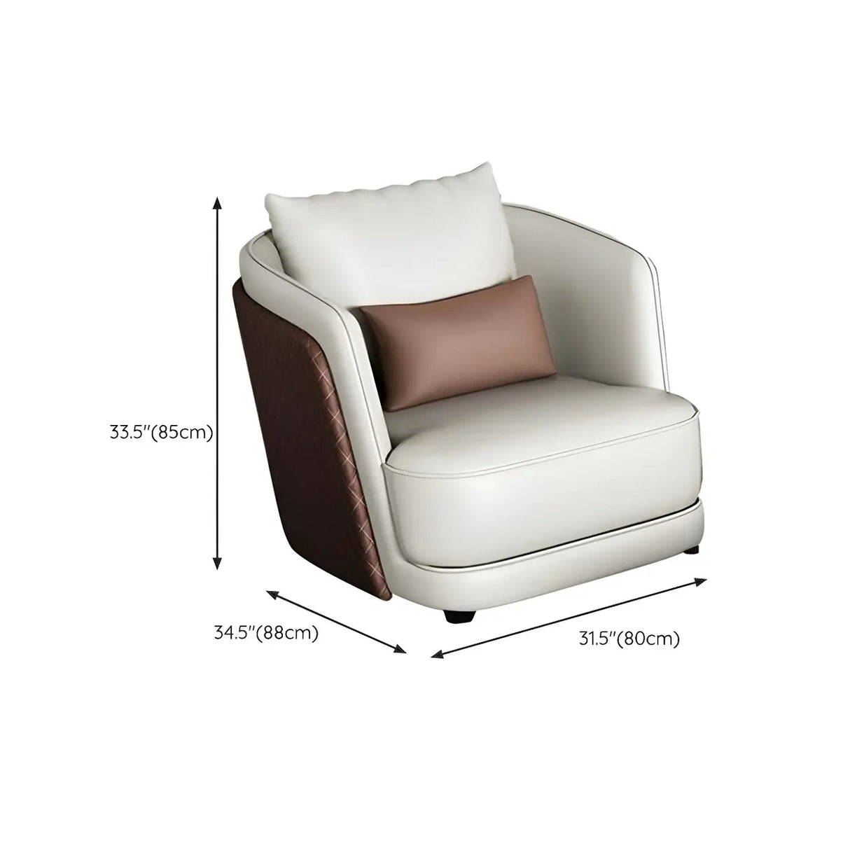White Leather Lounge Three-Seater Sofa with Arms 