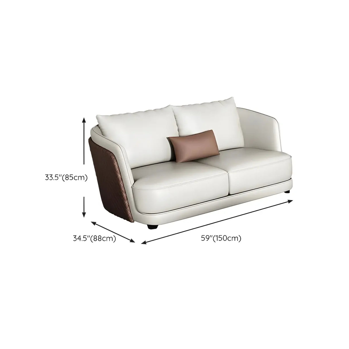White Leather Lounge Three-Seater Sofa with Arms Image - 19