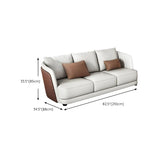 White Leather Lounge Three-Seater Sofa with Arms Image - 20