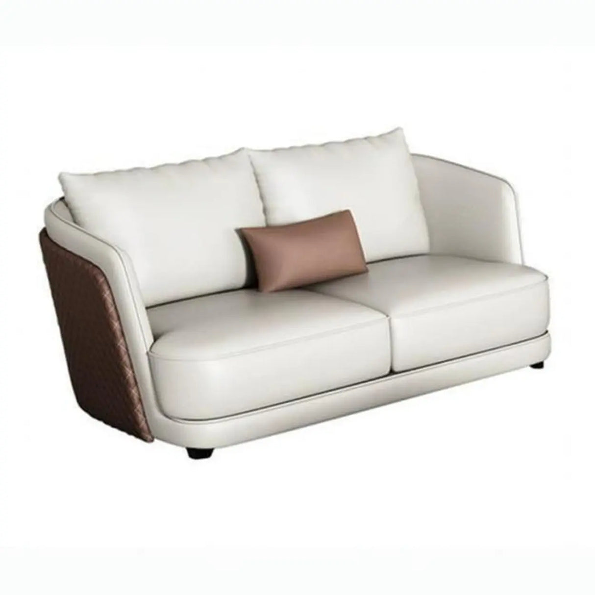 White Leather Lounge Three-Seater Sofa with Arms Image - 3