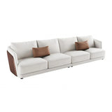 White Leather Lounge Three-Seater Sofa with Arms Image - 7