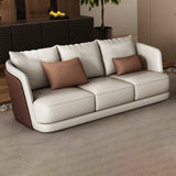 White Leather Lounge Three-Seater Sofa with Arms Image - 8