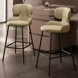 White Leather Upholstered Full Back Counter Height Bar Stool Image - 10