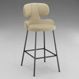 White Leather Upholstered Full Back Counter Height Bar Stool Image - 2
