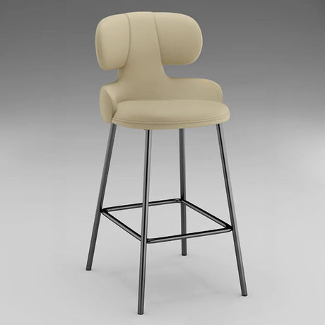 White Leather Upholstered Full Back Counter Height Bar Stool Image - 2