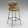 White Leather Upholstered Full Back Counter Height Bar Stool Image - 3