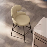White Leather Upholstered Full Back Counter Height Bar Stool Image - 4