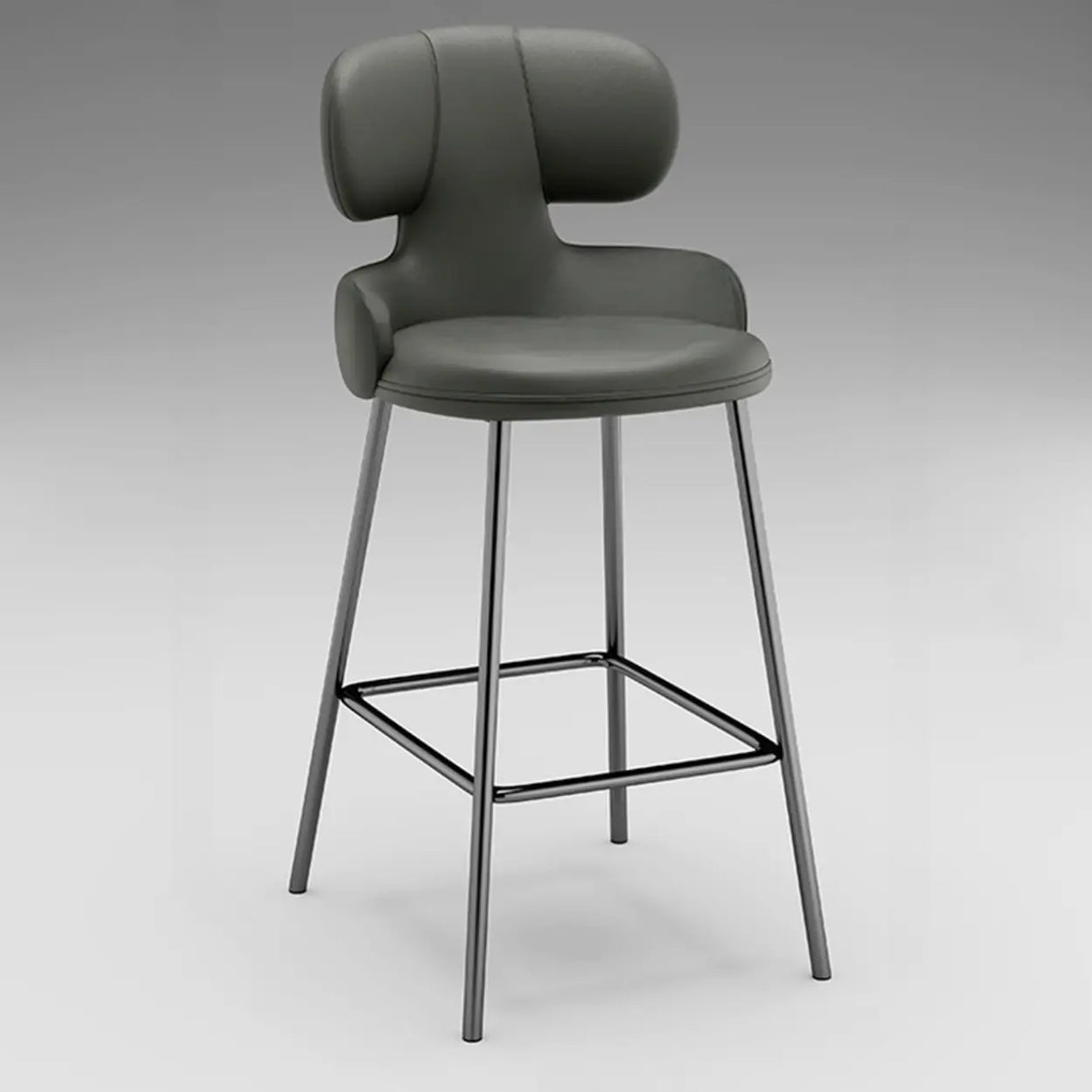 White Leather Upholstered Full Back Counter Height Bar Stool Image - 5