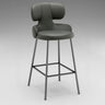 White Leather Upholstered Full Back Counter Height Bar Stool Image - 5