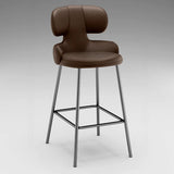 White Leather Upholstered Full Back Counter Height Bar Stool Image - 7