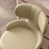 White Leather Upholstered Full Back Counter Height Bar Stool Image - 8