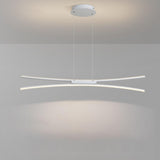 White Linear Modern LED Kitchen Island Ceiling Light Image - 3