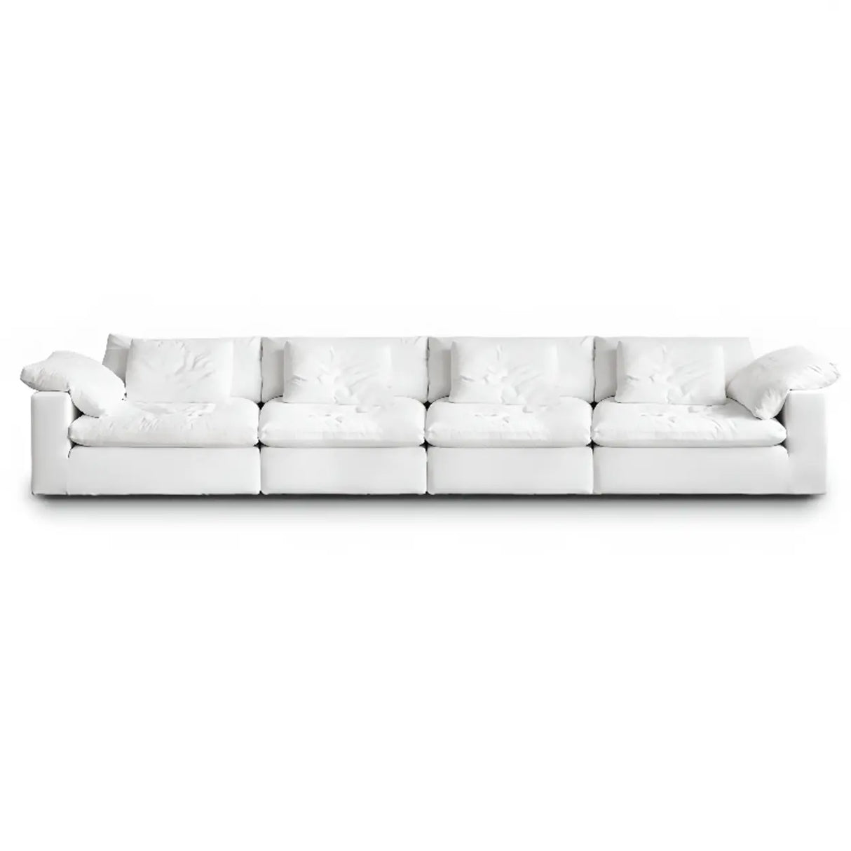 White Linen Pillow Back Wood Frame Sofa with Slipcover Image - 14