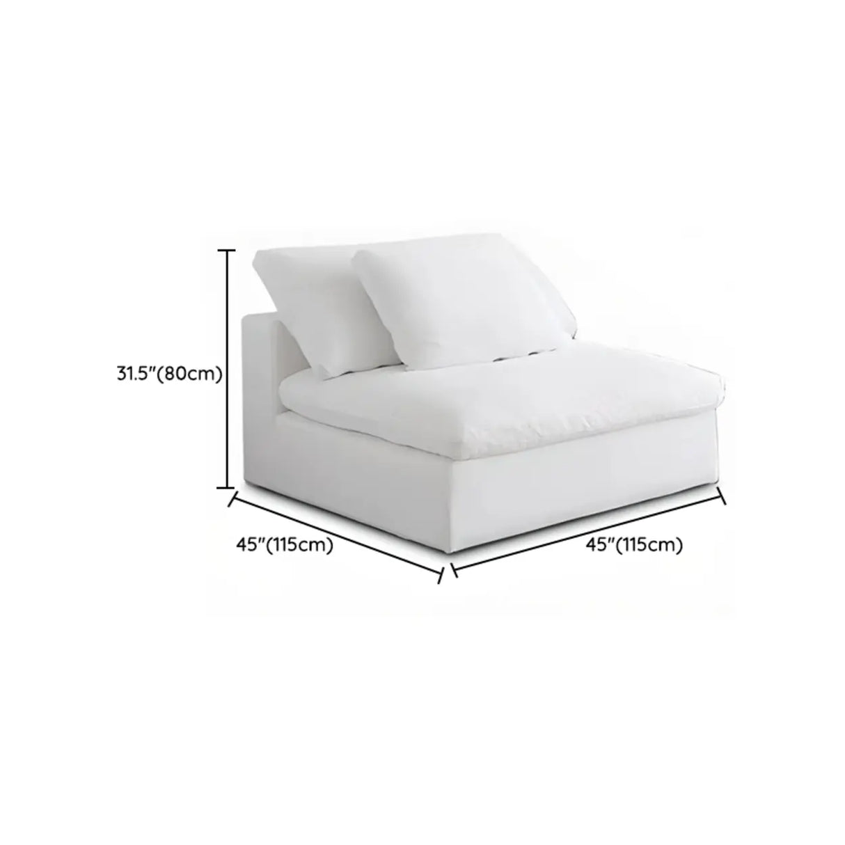 White Linen Pillow Back Wood Frame Sofa with Slipcover 