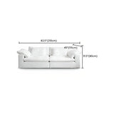 White Linen Pillow Back Wood Frame Sofa with Slipcover Image - 16