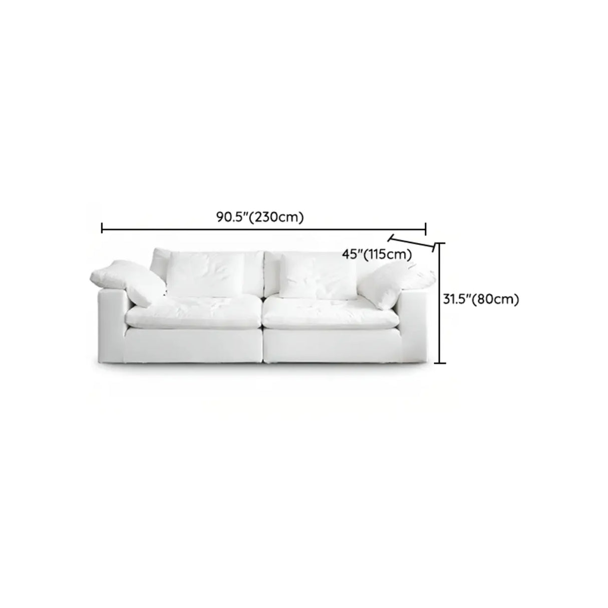 White Linen Pillow Back Wood Frame Sofa with Slipcover Image - 17
