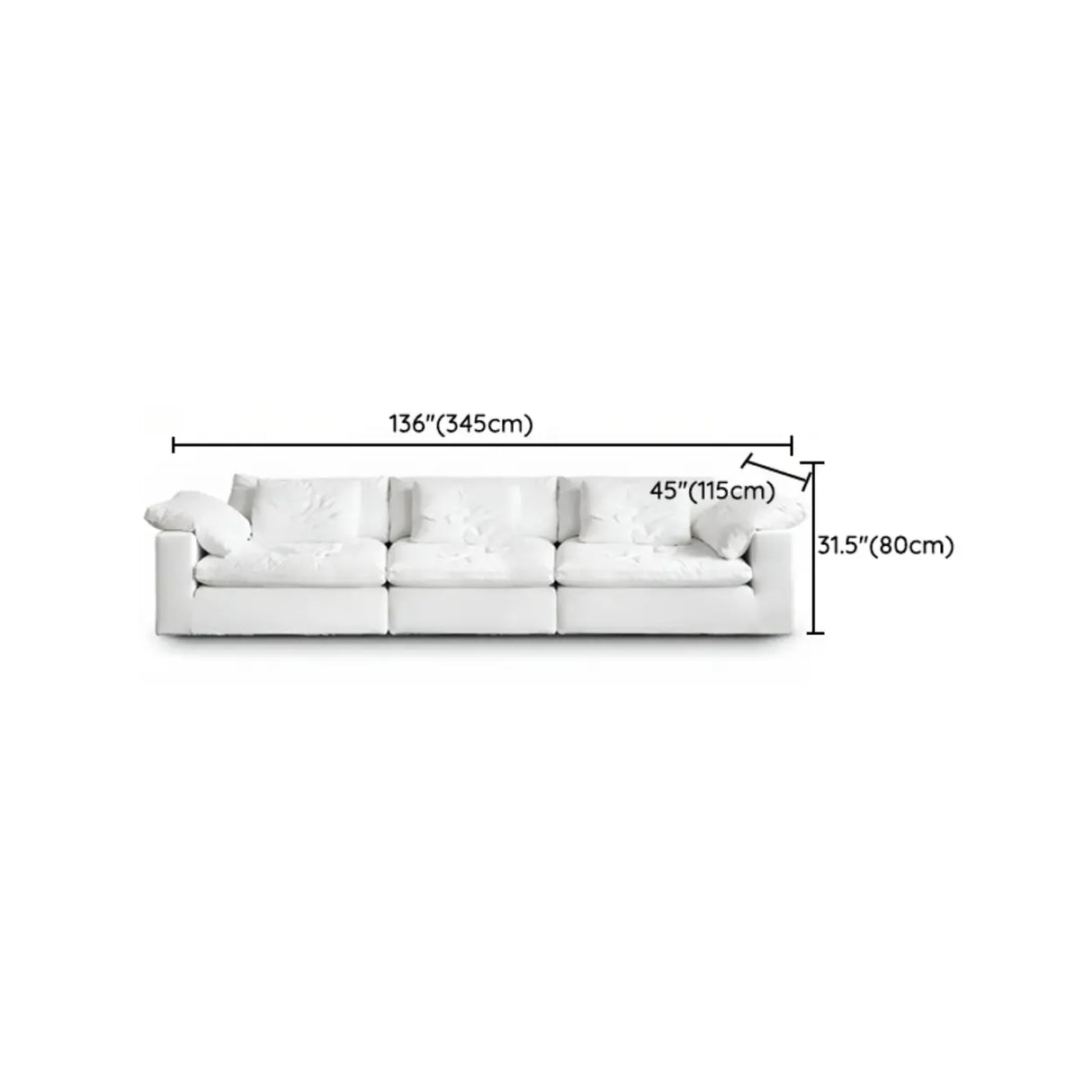 White Linen Pillow Back Wood Frame Sofa with Slipcover Image - 22
