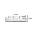 White Linen Pillow Back Wood Frame Sofa with Slipcover Image - 22
