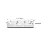 White Linen Pillow Back Wood Frame Sofa with Slipcover Image - 23