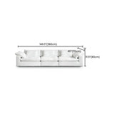 White Linen Pillow Back Wood Frame Sofa with Slipcover Image - 24