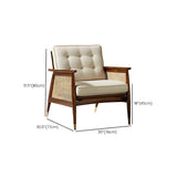 White Linen Recessed Arm Wooden Four Legs Arm Chair #size