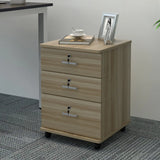 White Lockable Storage Wood Vertical Casters Filing Cabinet Image - 5