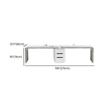 White Long Standard Wooden Computer Desk with Drawers Image - 11