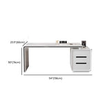 White Long Standard Wooden Computer Desk with Drawers Image - 14