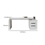 White Long Standard Wooden Computer Desk with Drawers Image - 16