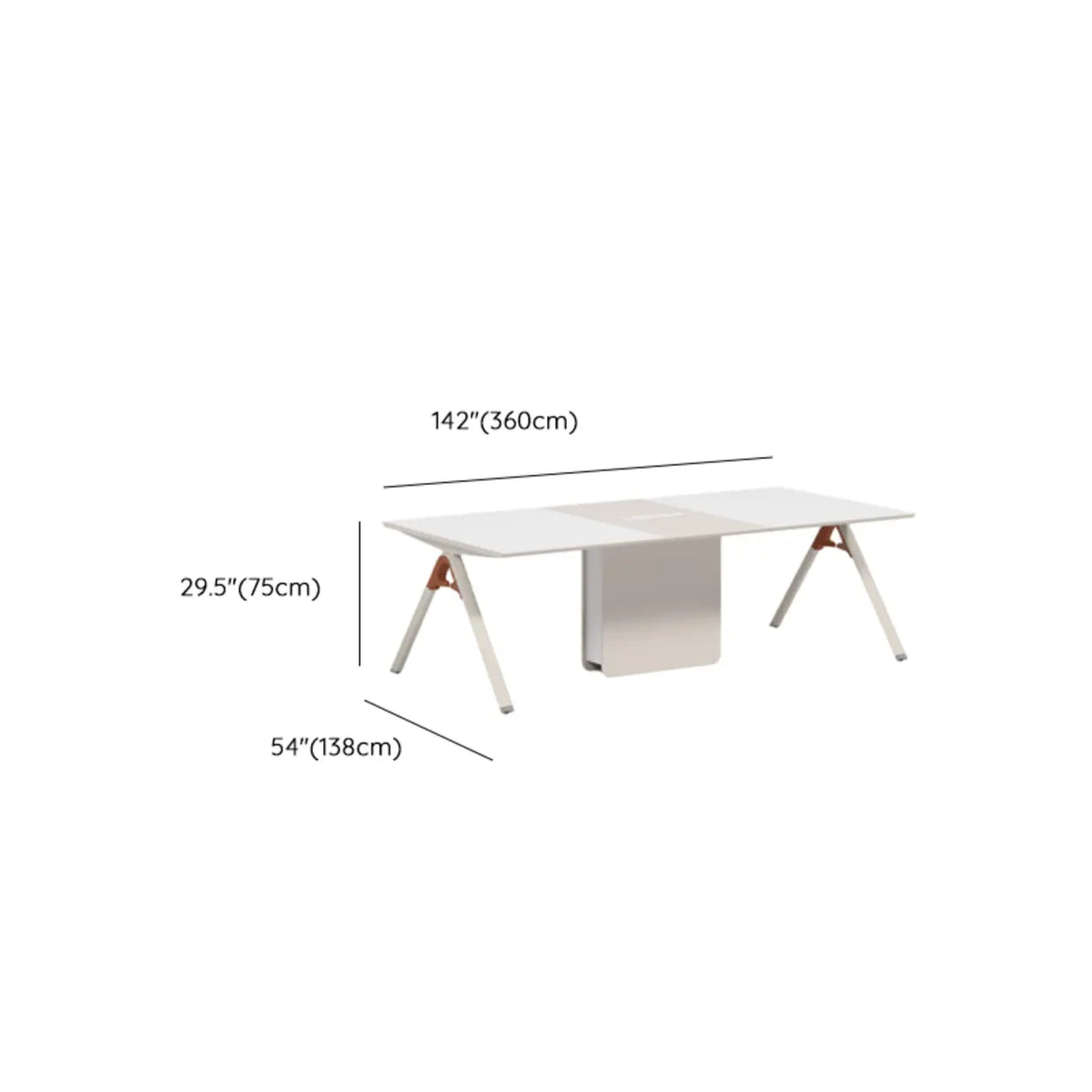 White Long Wooden Multi-person Conference Desk Image - 16