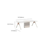 White Long Wooden Multi-person Conference Desk Image - 16