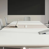 White Long Wooden Multi-person Conference Desk Image - 7