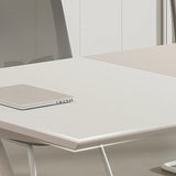 White Long Wooden Multi-person Conference Desk Image - 9