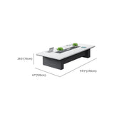 White Long Wooden Multi-personal Conference Desk Image - 10